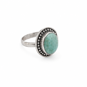 Larimar Sterling Silver Ring, Handmade Boho Ring, Natural Gemstone Ring,CLIO Ring, Artisan Bali Jewelry
