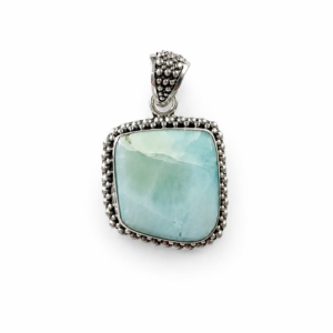 Daphne Larimar Pendant Sterling Silver 925 | Handmade Bali Jewelry | Larimar Gemstone Necklace Pendant | Boho Silver Pendant | Gift for Her
