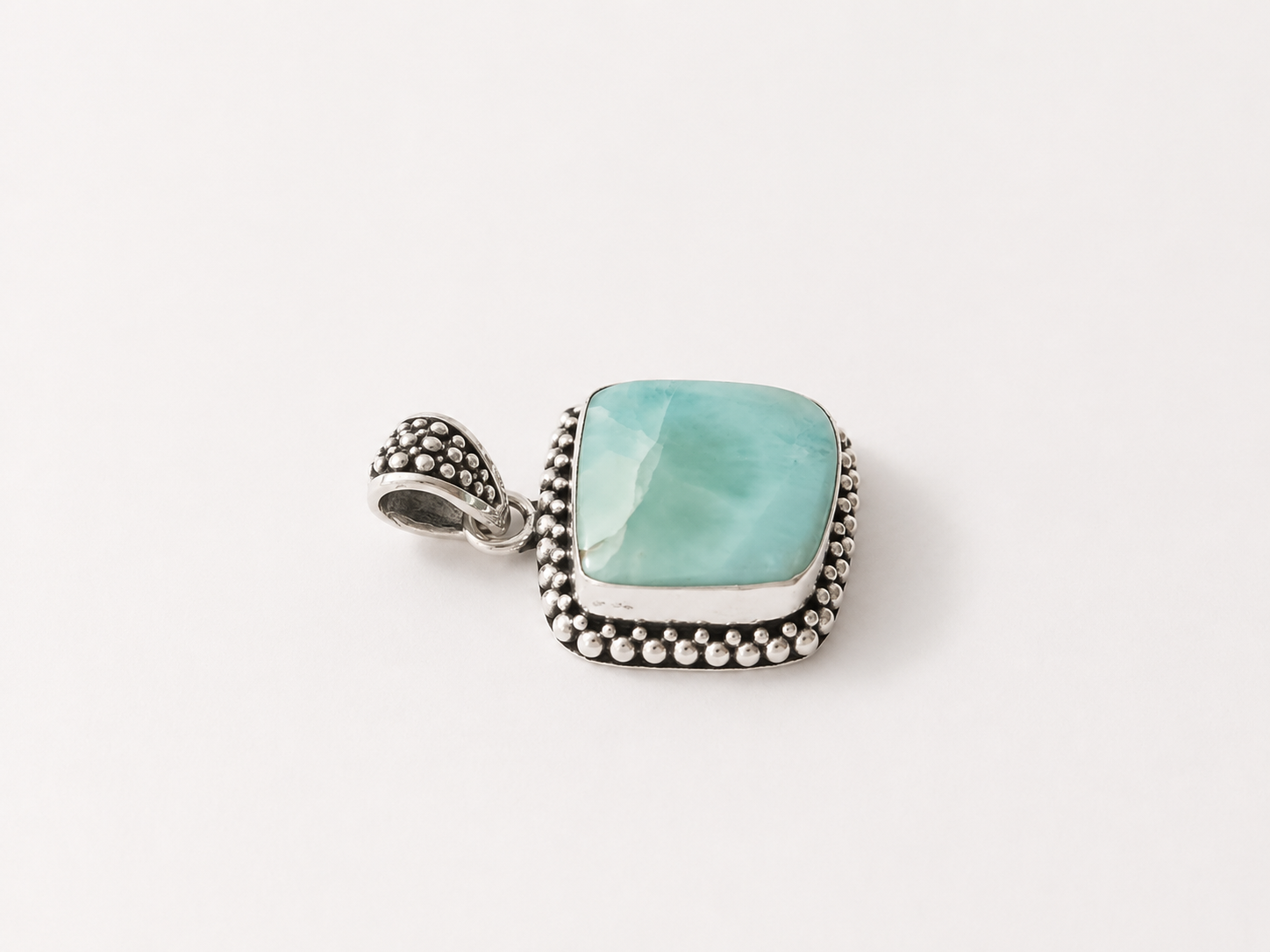 Daphne Larimar Pendant Sterling Silver 925 | Handmade Bali Jewelry | Larimar Gemstone Necklace Pendant | Boho Silver Pendant | Gift for Her - immagine 6