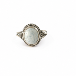 Delia Handmade Sterling Silver Ring with Natural Larimar | Boho Statement Ring | Spiritual Jewelry Handmade in Bali