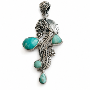 Aurora Artisan Pendant in Sterling Silver 925 | Organic Nature Inspired Jewelry with Fresh Pearl and Larimar Stones