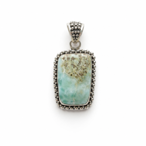 Evania Larimar Pendant Necklace Silver 925 | Handmade Bali Jewelry | Ocean Blue Stone Pendant | Boho Spiritual Jewelry | Artisan Gift for Her