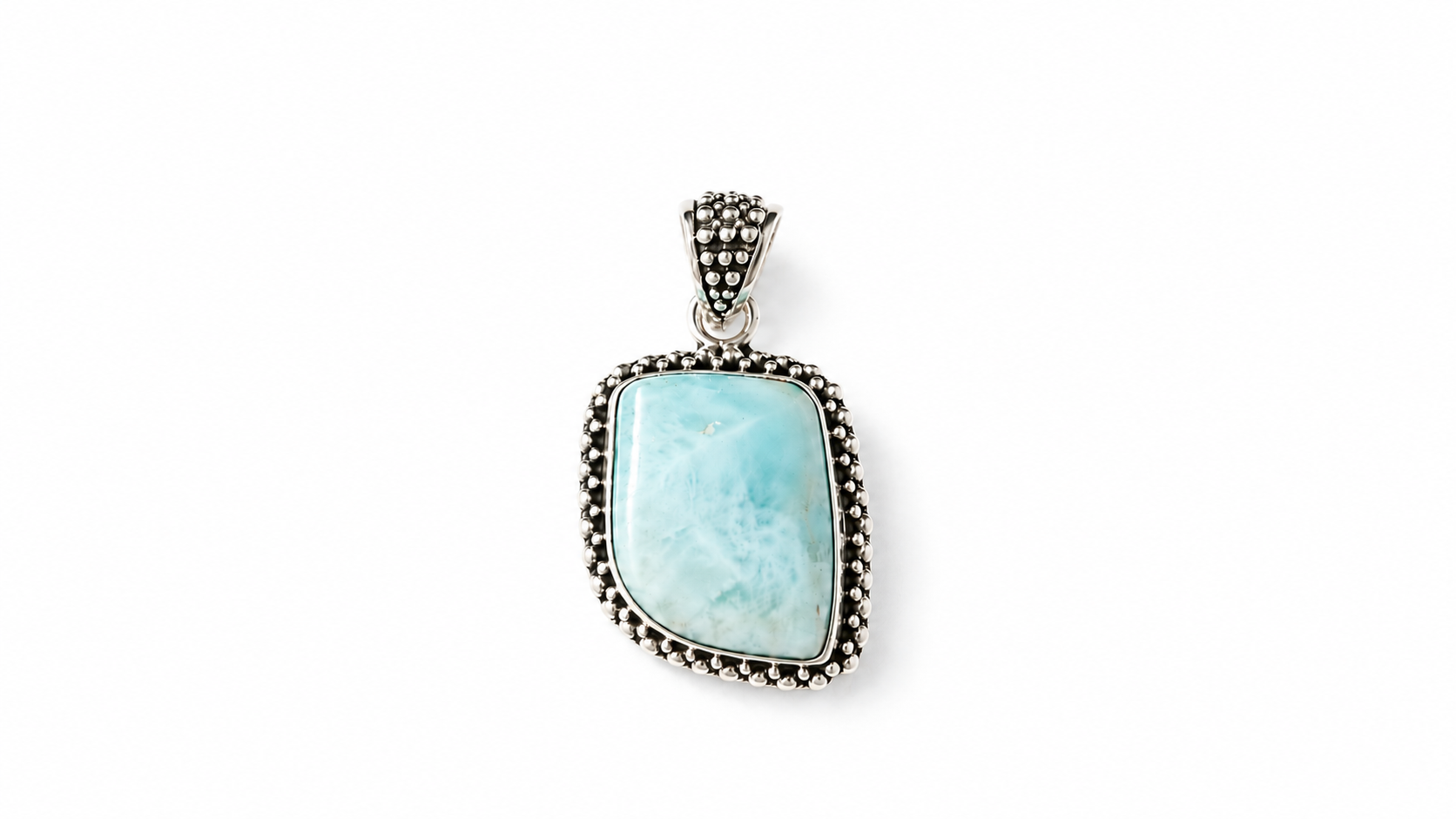Thalia Larimar Pendant Sterling Silver 925 | Handmade Bali Jewelry | Ocean Blue Gemstone Pendant | Boho Necklace Pendant | Gift for Her