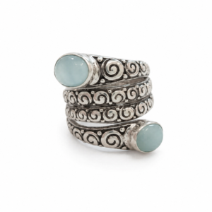 VESTA Boho Larimar Silver Ring |  Statement Ring | Handmade Bali     Jewelry | Sterling Silver 925 | Aretodia
