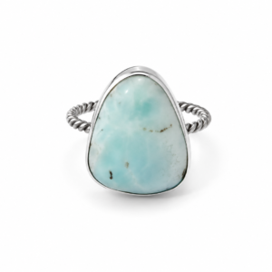 Larimar Silver Ring – ELECTRA RING- Handmade Boho Statement Ring in 925 Sterling Silver