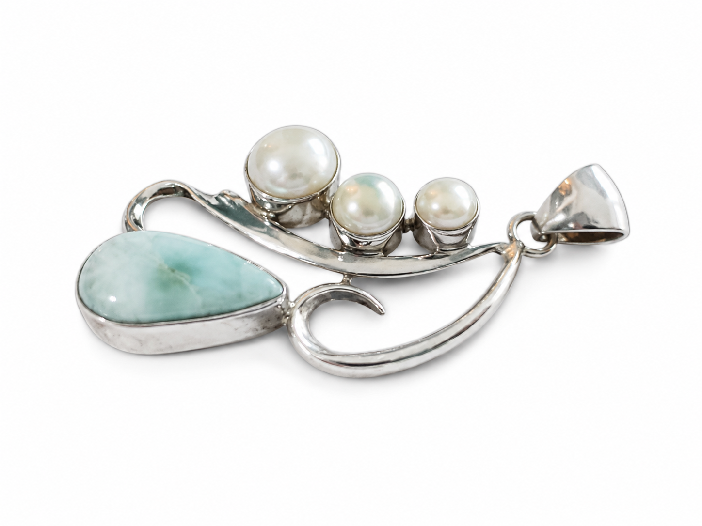Frida Larimar Pearl Pendant Sterling Silver 925 | Handmade Bali Jewelry | Ocean Inspired Necklace | Boho Gemstone Pendant | Gift for Her - immagine 5