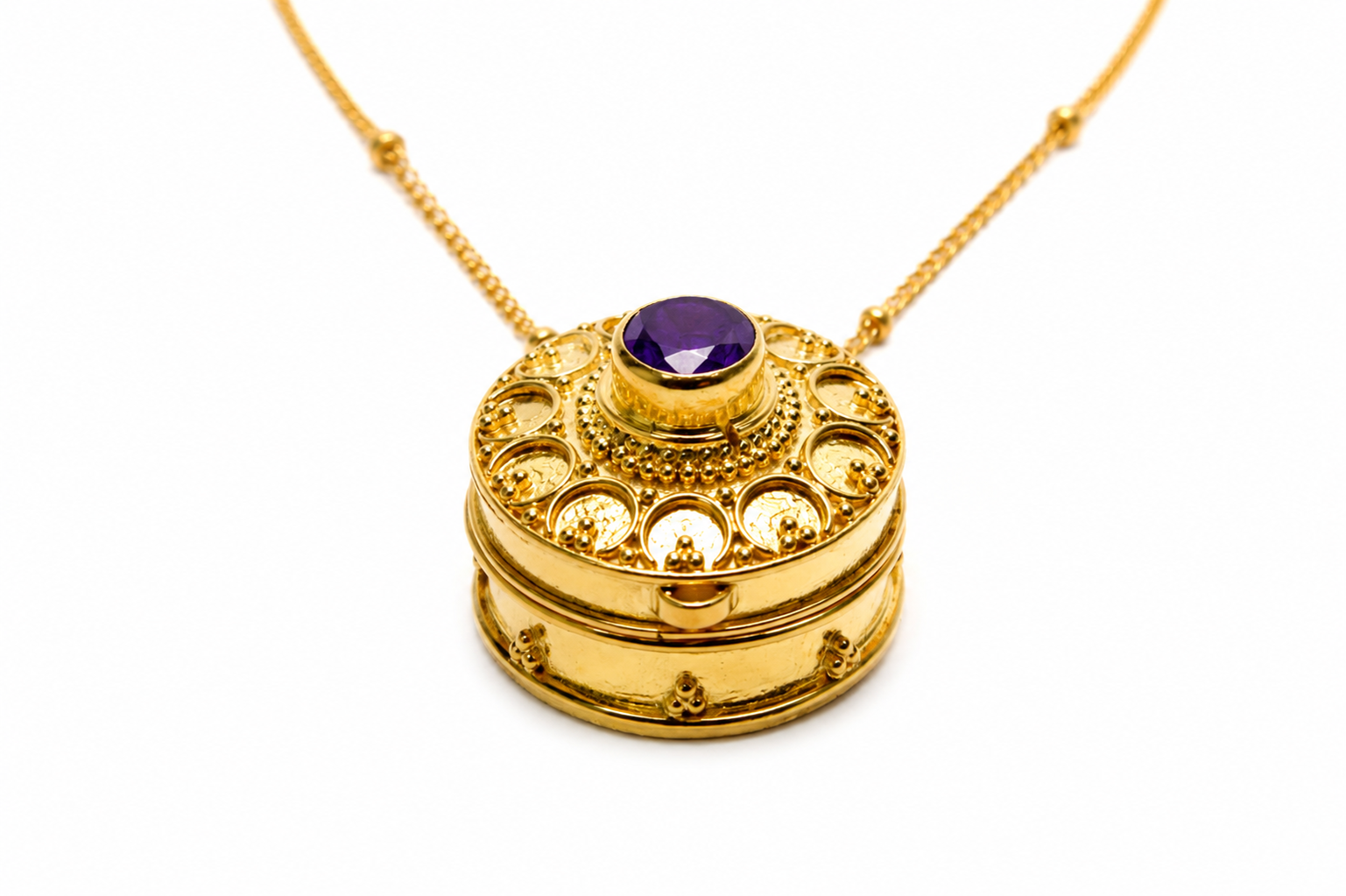 Secret Keepsake Locket Necklace Gold Plated | Amethyst Pendant Necklace | Hidden Message Jewelry | Sterling Silver 925 | Handmade Bali Jewelry - immagine 4