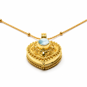 Teardrop Keepsake Locket Necklace Gold Plated 925 Silver, Larimar Locket Pendant, Secret Memory Necklace, Hidden Compartment Jewelry, Meaningful Gift