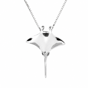Manta Ray Necklace in Sterling Silver 925 | Handmade Stingray Pendant | Ocean Jewelry | Minimal Marine Necklace | Gift for Sea Lovers