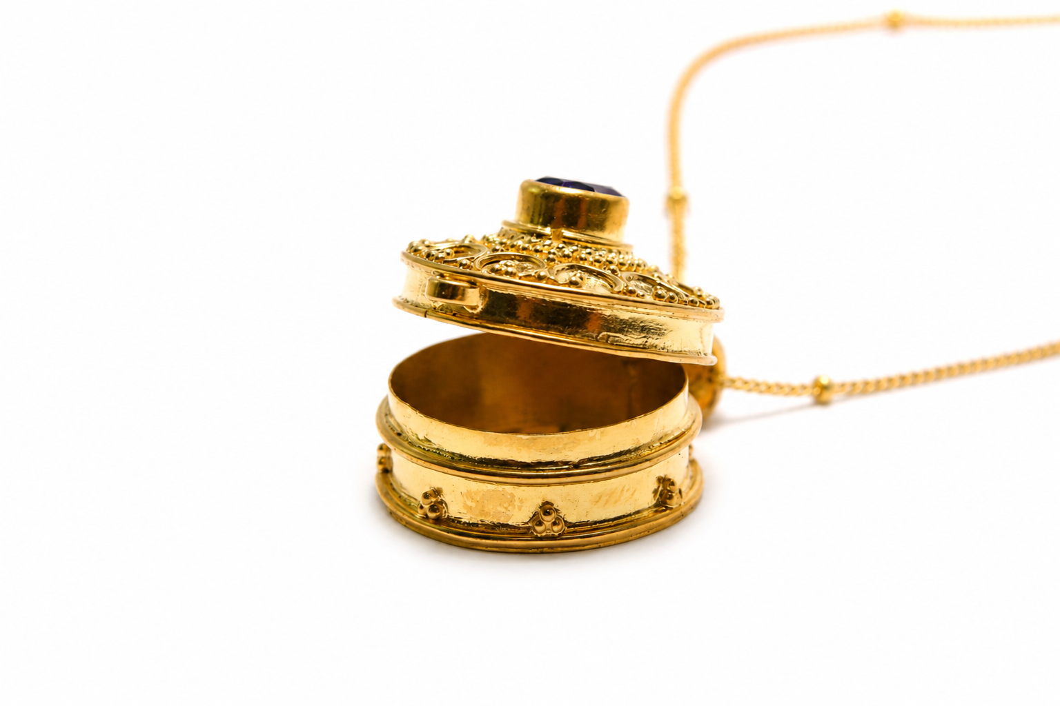Secret Keepsake Locket Necklace Gold Plated | Amethyst Pendant Necklace | Hidden Message Jewelry | Sterling Silver 925 | Handmade Bali Jewelry - immagine 7