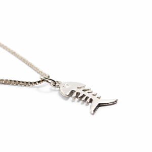 Fish Bone Necklace in Sterling Silver 925 | Fish Skeleton Pendant | Handmade Ocean Jewelry | Minimal Nautical Necklace | Gift for Sea Lovers