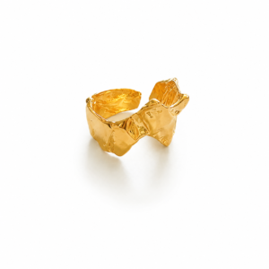 Clizia Adjustable Gold Ring | 18K Gold Plated Sterling Silver 925 | Sculptural Statement Ring | Handmade Organic Jewelry