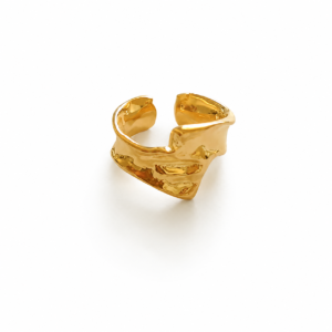 Egeria Adjustable Gold Ring | 18K Gold Plated Sterling Silver 925 | Organic Statement Ring | Sculptural Handmade Jewelry