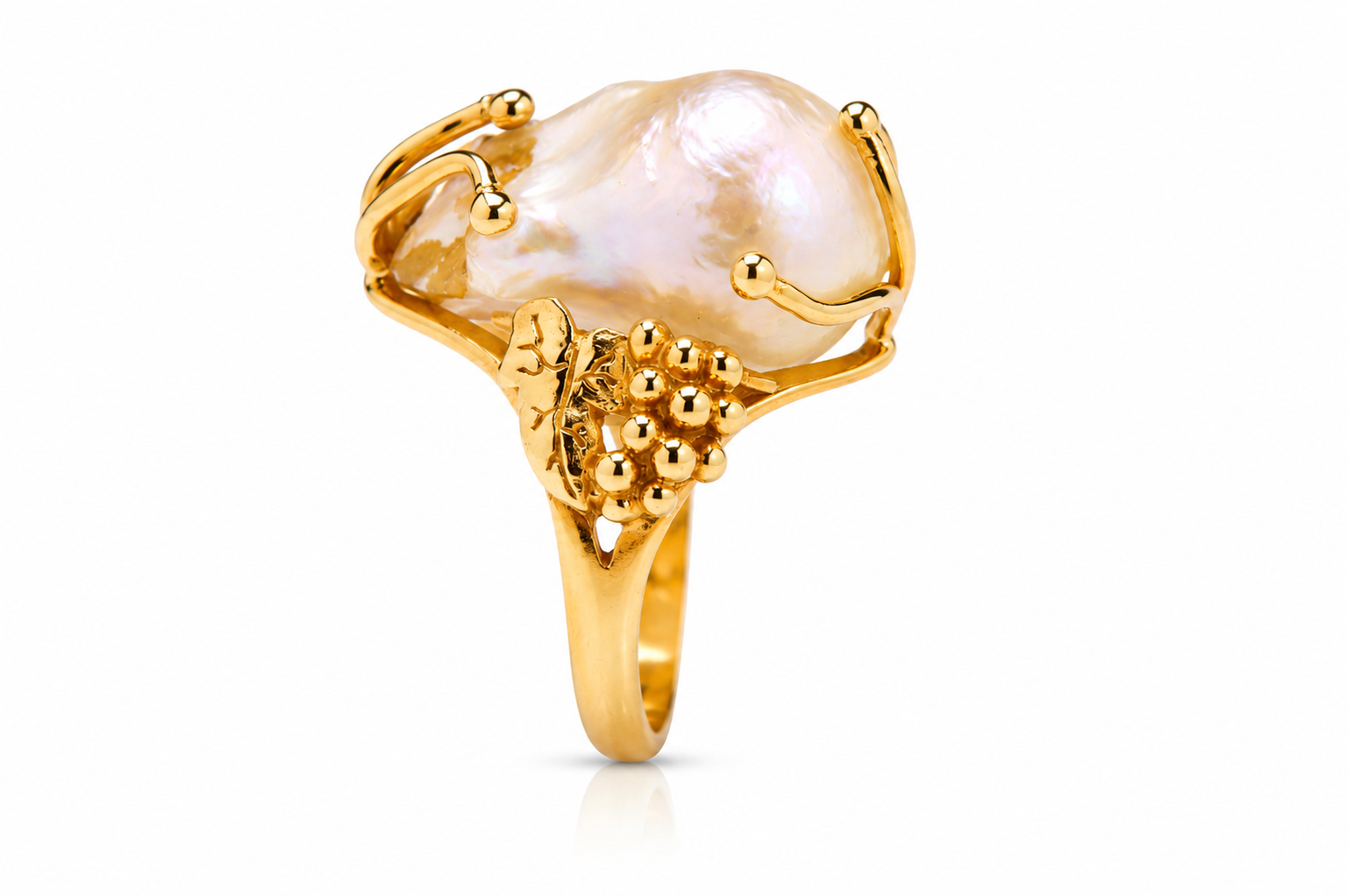 Lunara Ring – Mother of Pearl Statement Ring in Sterling Silver 925 | Handmade Artisan Jewelry | Organic Boho Ring | Gift for Her