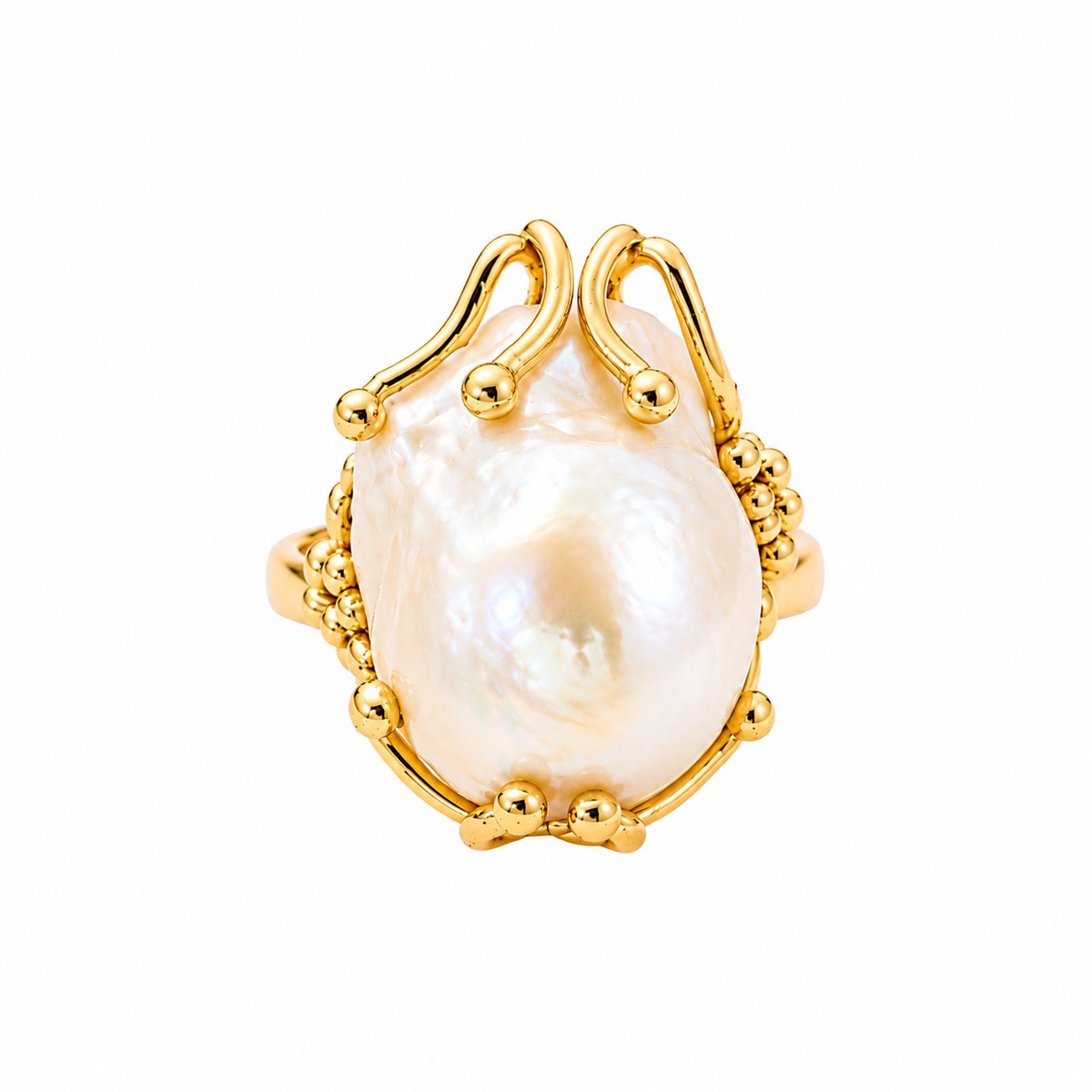 Baroque pearl gold ring 