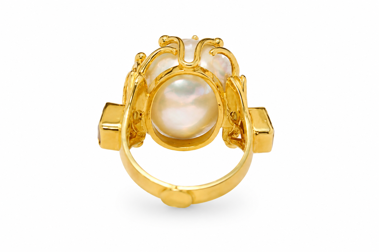 Sistina Ring – Baroque Pearl Statement Ring with Amethyst & Garnet | Handmade Sterling Silver Gold Plated Ring | Artisan Jewelry - immagine 8