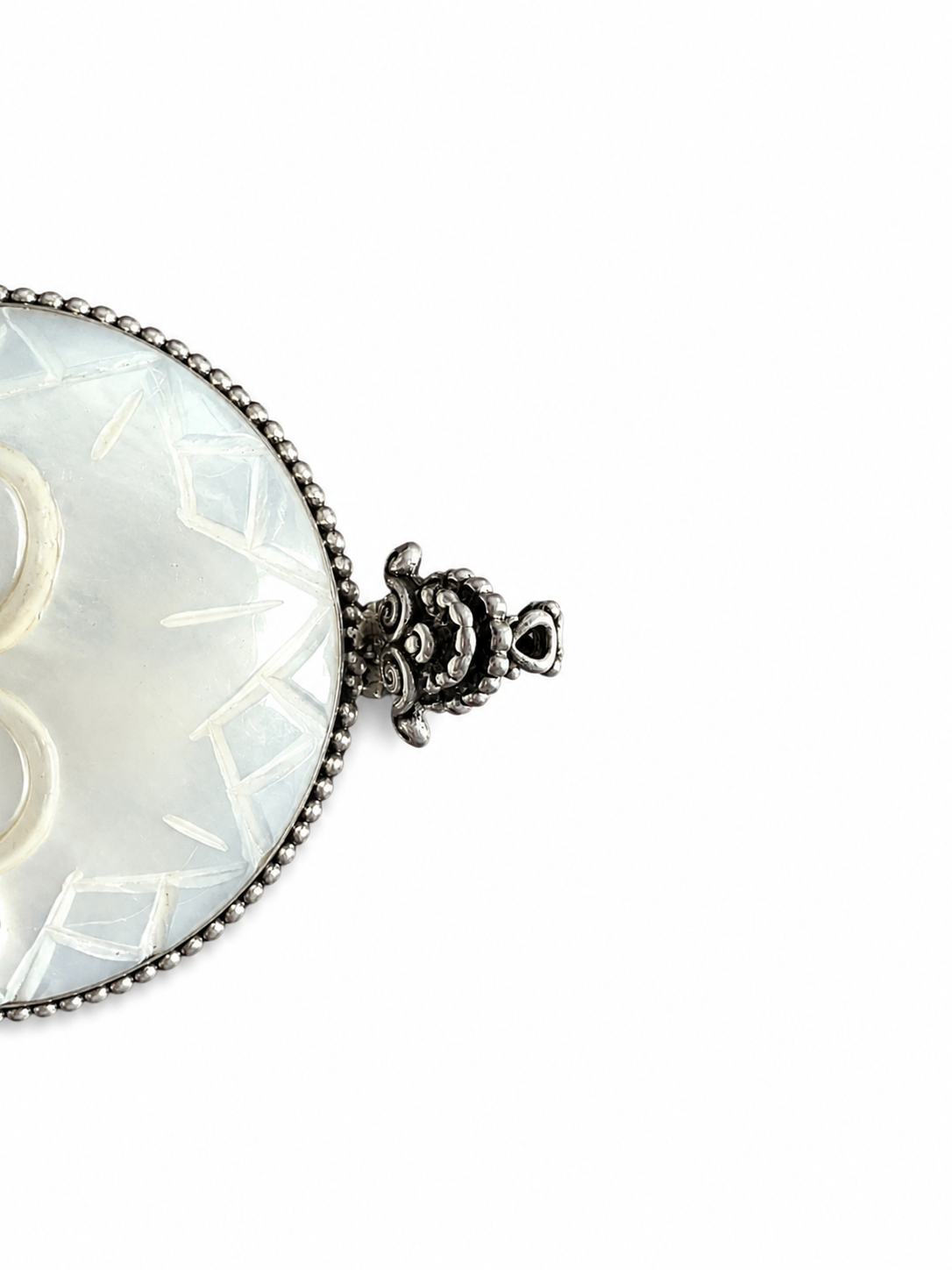 Large Mother of Pearl Sun Pendant – 925 Sterling Silver Statement Necklace Charm – Handmade Bali Celestial Jewelry – 5 cm - immagine 5