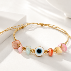 Evil Eye Charm Bracelet – Handcrafted Adjustable Gold Bracelet