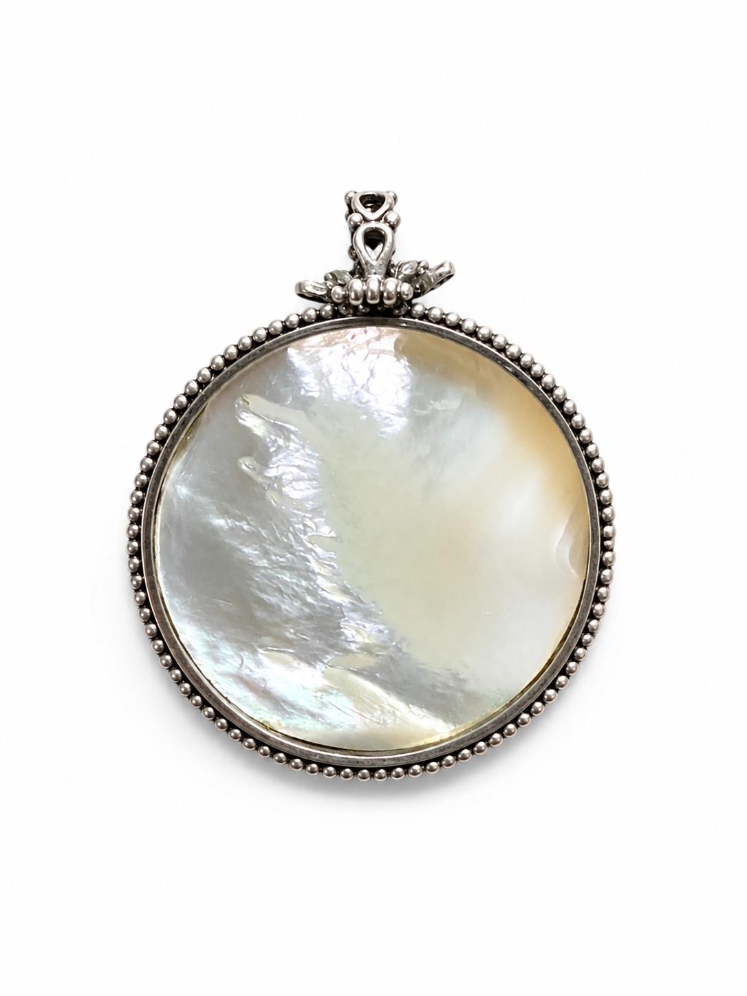 Large Mother of Pearl Sun Pendant – 925 Sterling Silver Statement Necklace Charm – Handmade Bali Celestial Jewelry – 5 cm - immagine 6