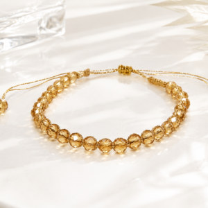 Amber Crystal Adjustable Bracelet – Handcrafted Minimalist Bracelet