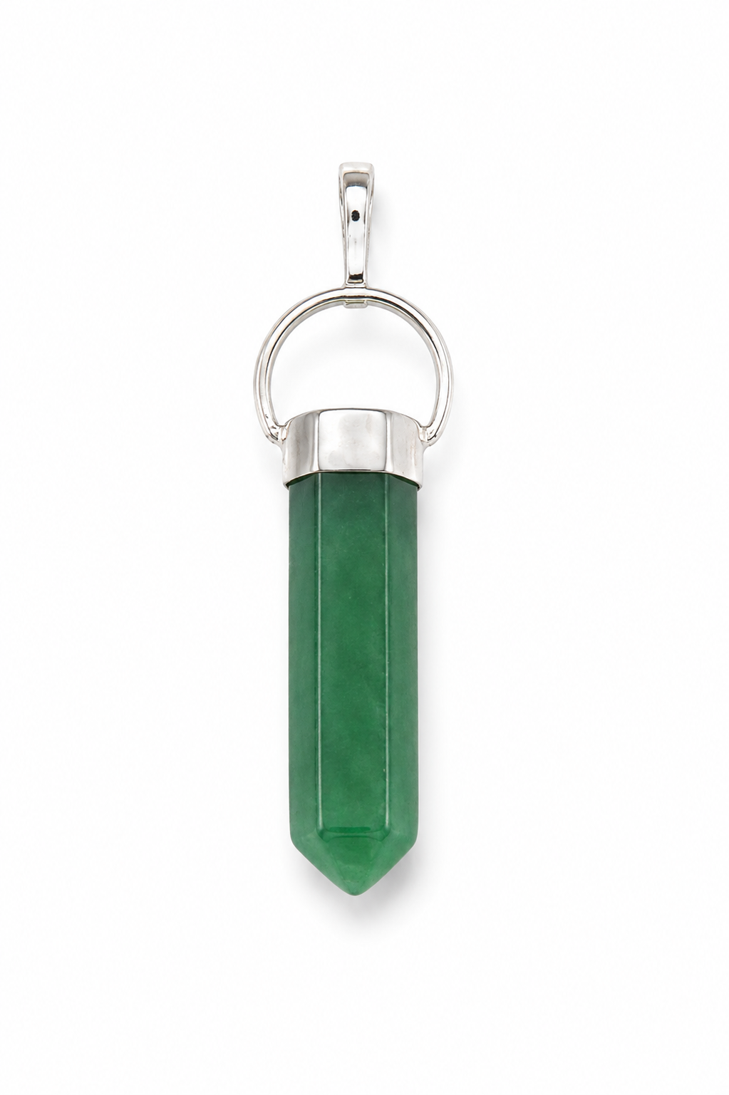 Green Aventurine Crystal Point Pendant – Sterling Silver