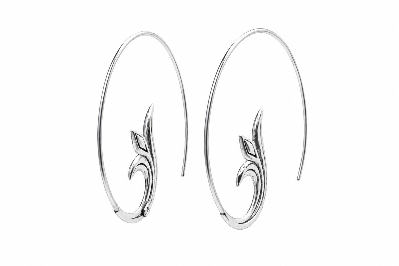 Sterling Silver Botanical Hoop Earrings – Handcrafted Nature-Inspired Earrings