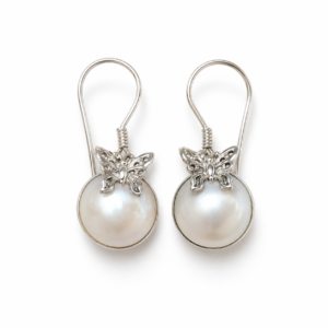 Mother of Pearl Butterfly Earrings – 925 Sterling Silver Dangle Earrings