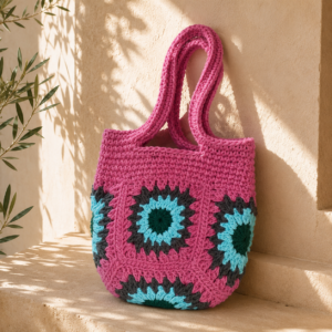 Fuchsia Bloom Crochet Bag – Handmade Floral Tote