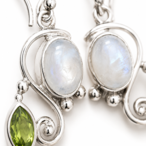 Moonstone & Peridot Earrings – Handcrafted 925 Sterling Silver Jewelry