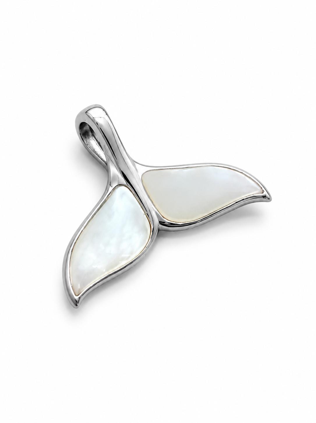Mother of Pearl Whale Tail Pendant – 925 Sterling Silver Ocean Jewelry