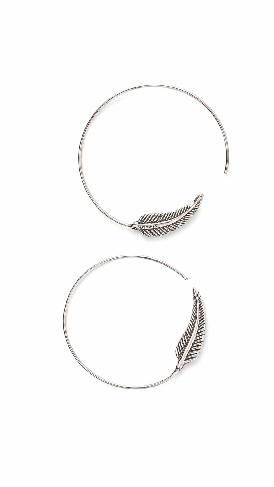 Sterling Silver Feather Hoop Earrings – Handcrafted 925 Silver Earrings - immagine 4