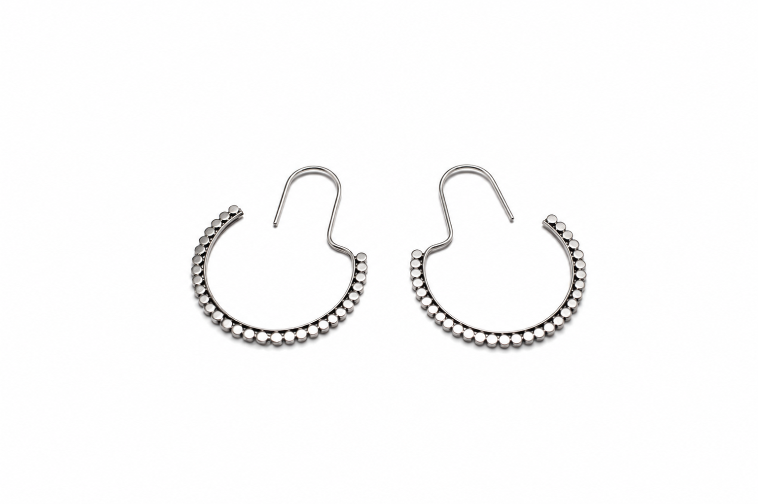 Sterling Silver Beaded Hoop Earrings – Handcrafted 925 Silver Earrings - immagine 4