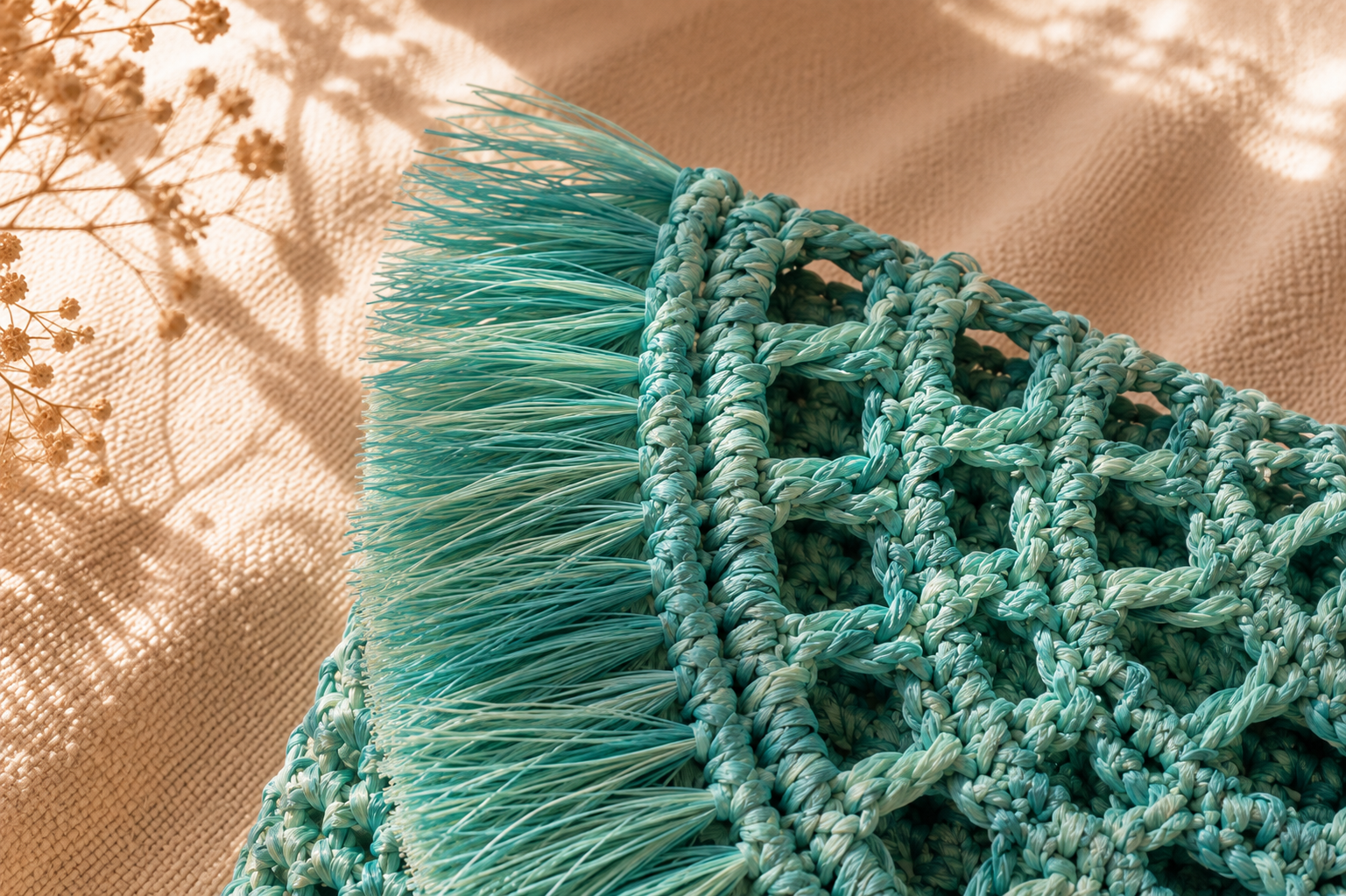 Turquoise Handwoven Raffia Clutch Bag – Handmade Boho Pochette - immagine 4