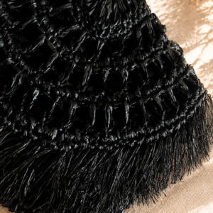 Black Handwoven Raffia Clutch Bag – Artisan Boho Pochette