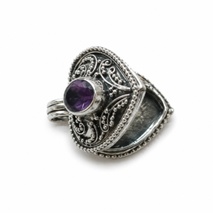 Amethyst Heart Secret Locket Pendant – 925 Sterling Silver