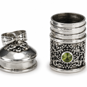 Green Gemstone Secret Locket Pendant – 925 Sterling Silver Keepsake Amulet