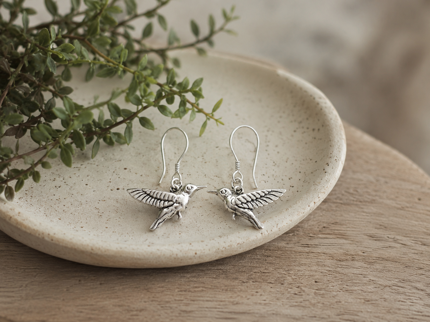 Hummingbird Earrings – Handcrafted 925 Sterling Silver Jewelry - immagine 4