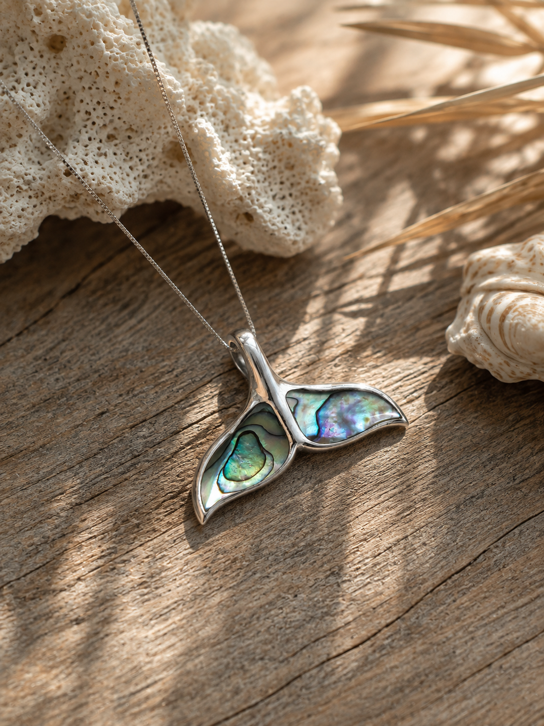 Abalone Whale Tail Pendant | 925 Sterling Silver Jewelry - immagine 4