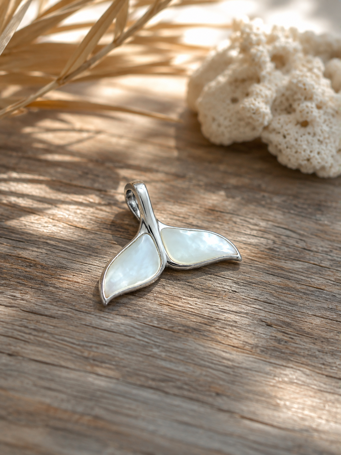Mother of Pearl Whale Tail Pendant – 925 Sterling Silver Ocean Jewelry - immagine 4