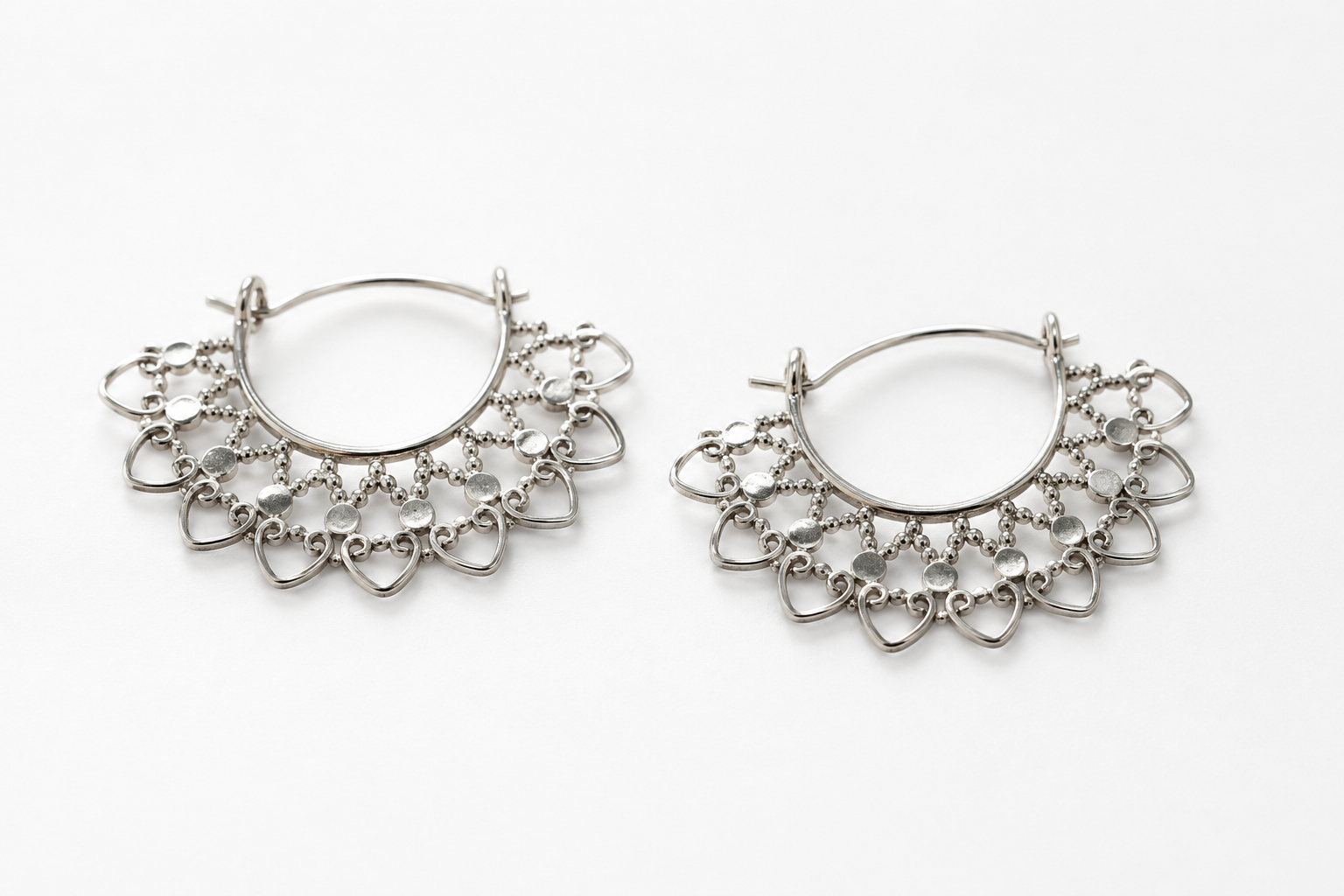 Sterling Silver Mandala Hoop Earrings – Handcrafted Bohemian Earrings - immagine 6