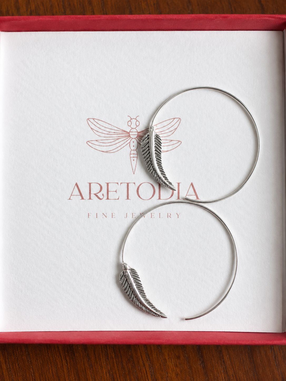 Sterling Silver Feather Hoop Earrings – Handcrafted 925 Silver Earrings - immagine 5