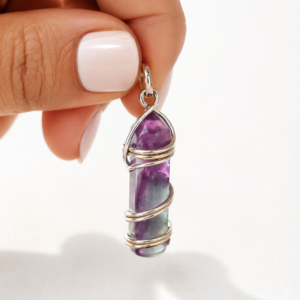 Natural Amethyst Crystal Point Pendant – Sterling Silver Wire Wrapped Jewelry