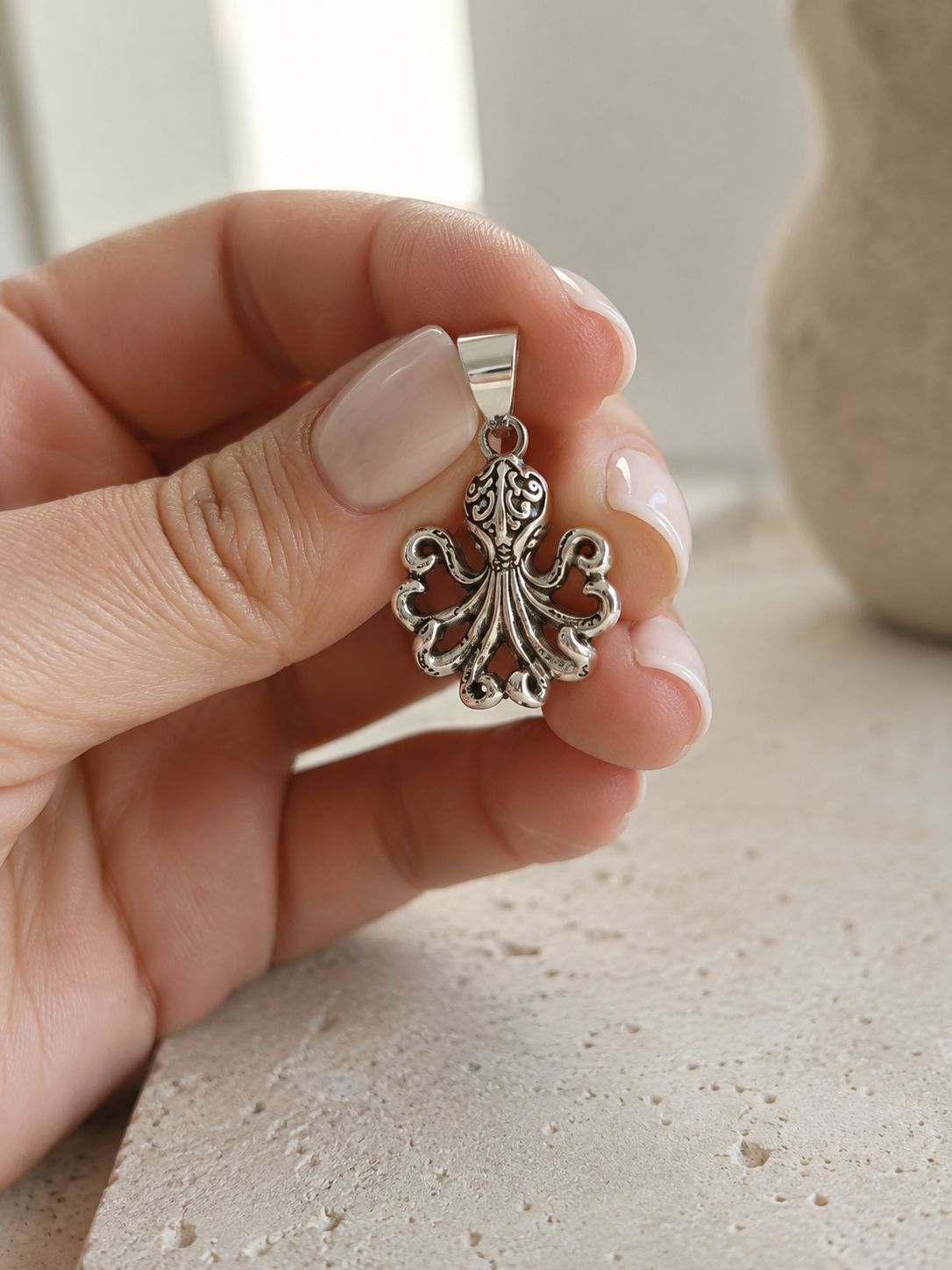 Octopus Pendant – 925 Sterling Silver Artisan Ocean Jewelry - immagine 5