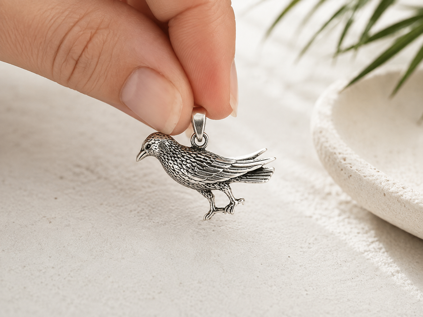 Sterling Silver Bird Pendant – Handcrafted Nature-Inspired Jewelry - immagine 4