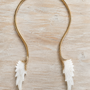 Mother of Pearl Wing Neck Cuff – Handcrafted Brass Statement Necklace