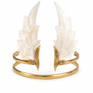 Mother of Pearl Wing Arm Cuff – Handcrafted Brass Statement Jewelry