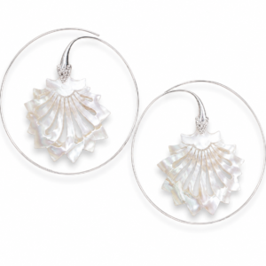 Mother of Pearl Spiral Earrings – Silver-Tone Brass & Hand-Carved Shell