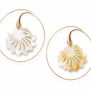Mother of Pearl Spiral Earrings – Handcrafted Brass Statement Earrings