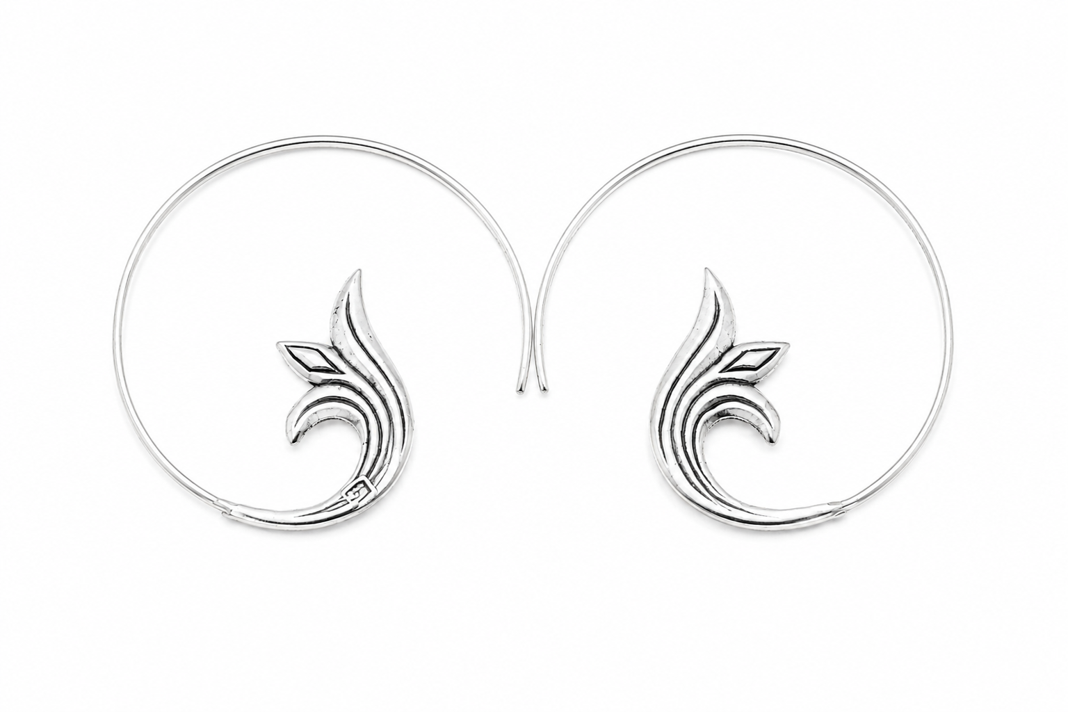 Sterling Silver Botanical Hoop Earrings – Handcrafted Nature-Inspired Earrings - immagine 6
