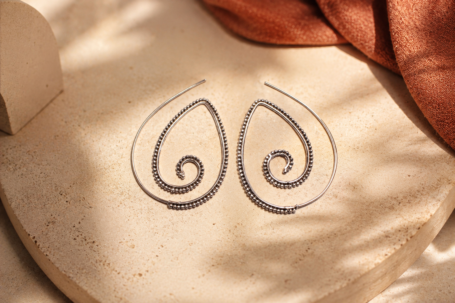 Sterling Silver Spiral Hoop Earrings – Handcrafted Statement Earrings - immagine 6